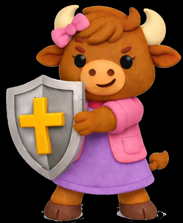 Buffalo girl with shield - facing challenges with faith