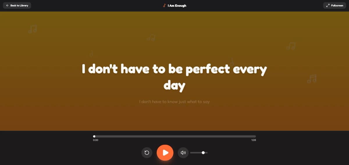 Buffalo Songs karaoke mode with synced on-screen lyrics