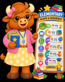 Buffalo character illustrating elementary SEL scope and sequence planning