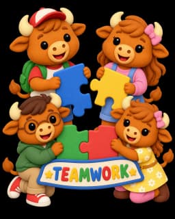 Buffalo character demonstrating teamwork activities for elementary students