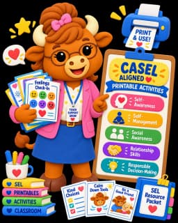 Illustration representing CASEL-aligned printable activities for K-5