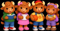 Group of buffalo student characters