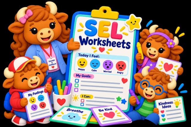 Social emotional learning worksheets for K-5
