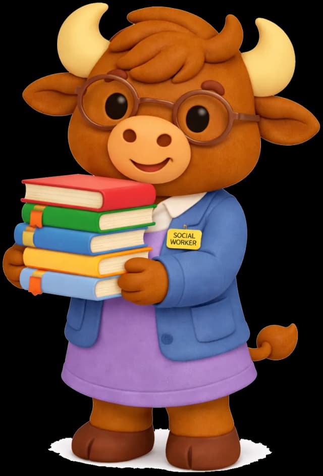 Social worker holding books
